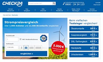 CHECK24 Strom & Gas - bis 20€ Cashback - Getmore.de